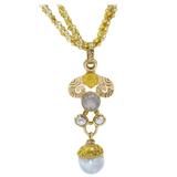 Elegant Spiral Fresh Water Pearl Moonstone Gold Pendant