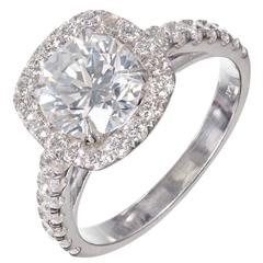 Peter Suchy Diamond Halo Platinum Engagement Ring 6