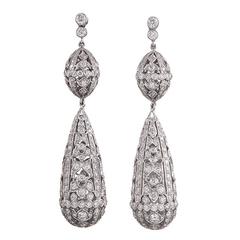 6.17 Carats Diamonds Gold Filigree Drop Earrings 11