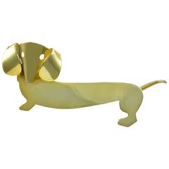 Vintage Endearing Dachshund Pin in Vermeil Sterling Silver