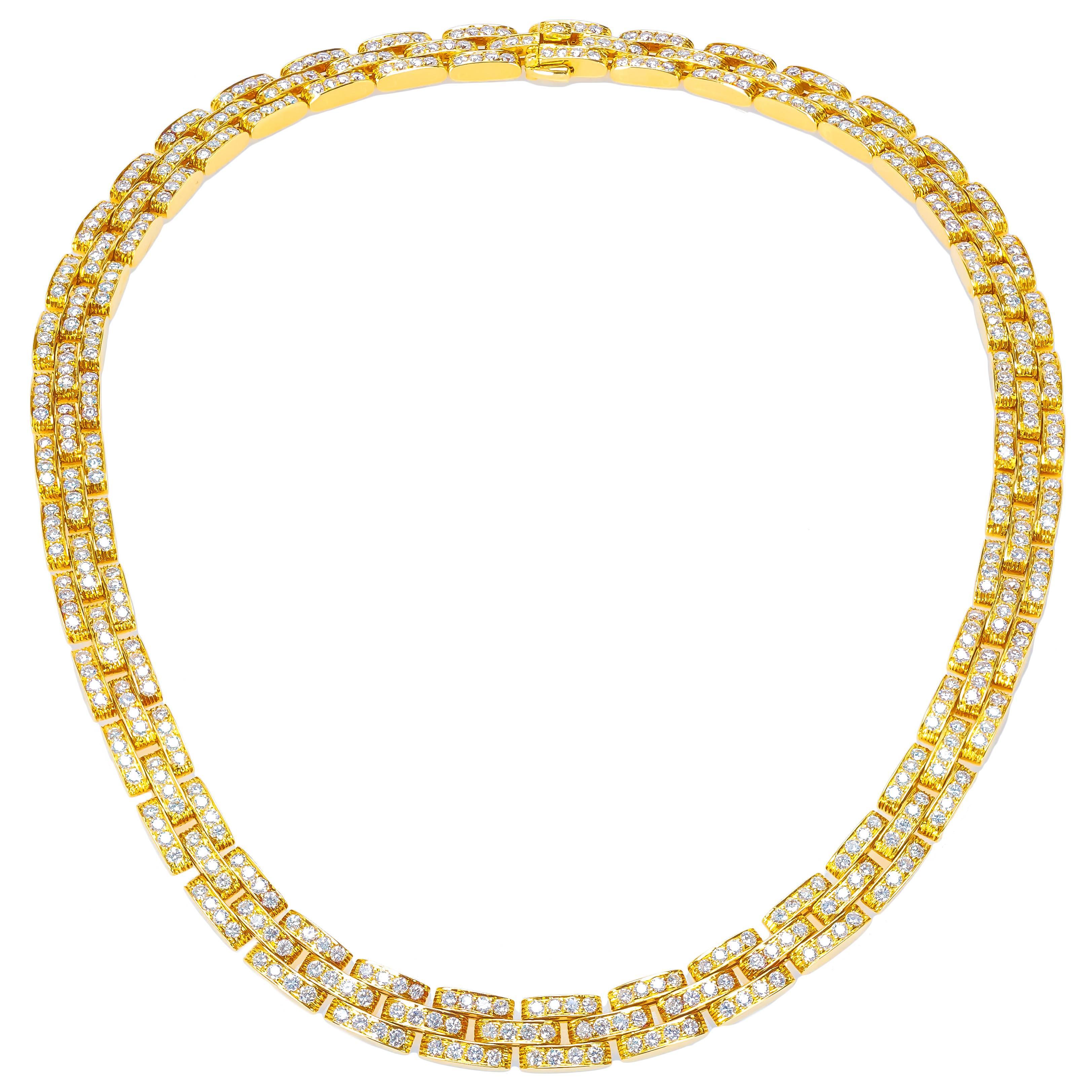 Cartier 18k Yellow Gold and Diamond Panther Necklace For Sale