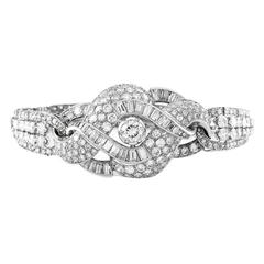 Mid Century Multi Cut Diamond Platinum Bracelet 
