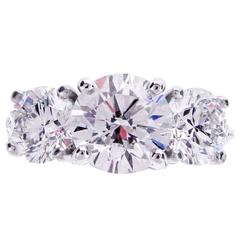 Tiffany & Co. Three-Stone Diamond Platinum Ring