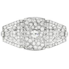 Art Deco Diamond Platinum Brooch with Floral Motiff 