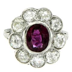 Ruby Diamond Gold Cluster Ring 12