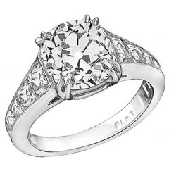 Stunning 3.40 Carat GIA Cert Diamond Platinum Engagement Ring