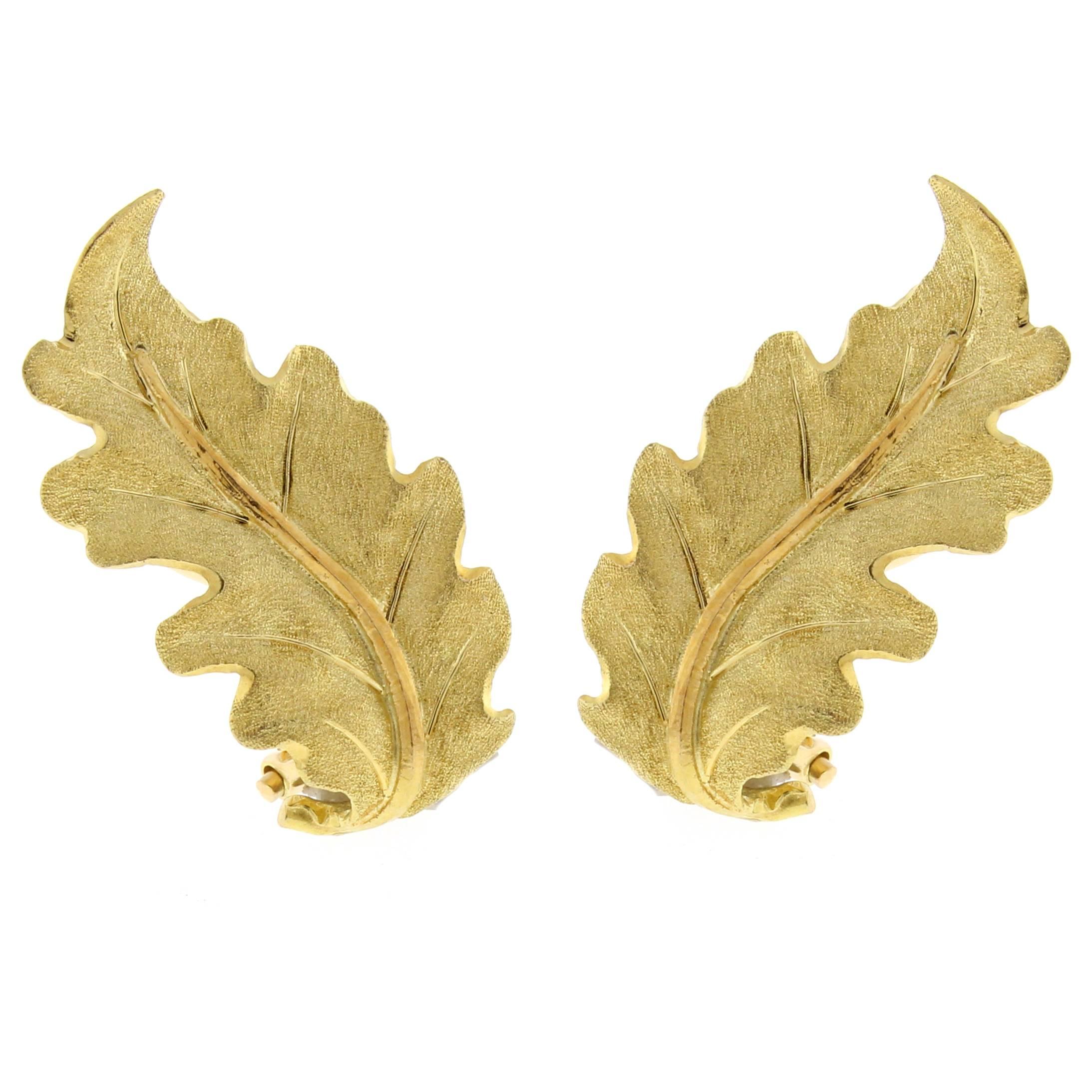 Buccellati Gold Oak Leaf Earrings