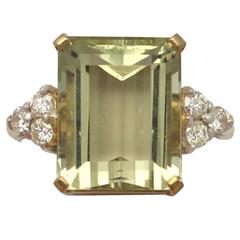 7.84 Carat Citrine and Diamond Yellow Gold Cocktail Ring