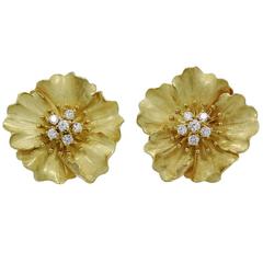 Tiffany & Co. Diamond Gold Alpine Rose Earrings