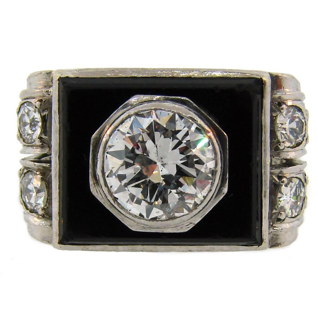 1930s Art Deco Diamond Platinum Gold French Ring