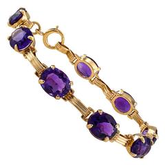 Mid-Century Amethyst Gold Line Bracelet 12