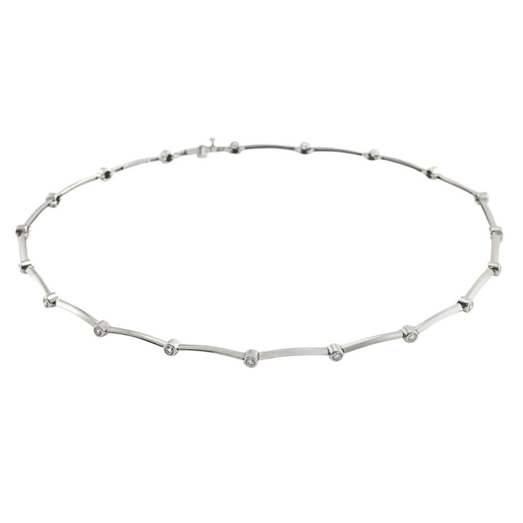  Tiffany & Co. Diamond Station Necklace in Platinum For Sale