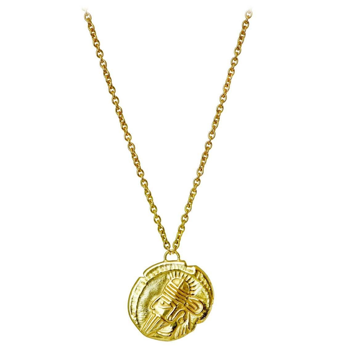 Parthian Coin 18 Karat Yellow Gold Necklace For Sale