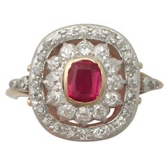 1900s Synthetic Ruby and Diamond Yellow Gold Cocktail Ring 8