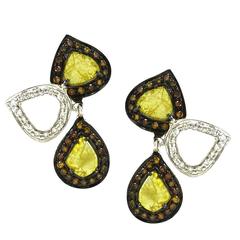 Yellow Slice Diamond Gold Paisley Earrings