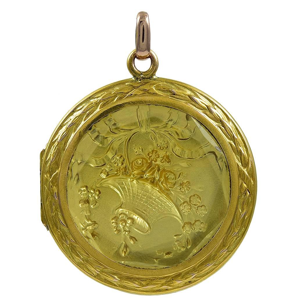 Antique French Gold Locket For Sale