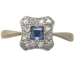 1920s Sapphire and Diamond Yellow Gold Cocktail Ring