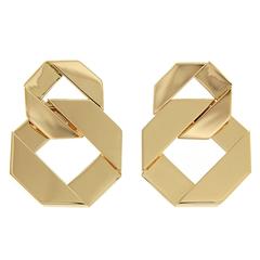 Double Fold Over Link Gold Earrings 10