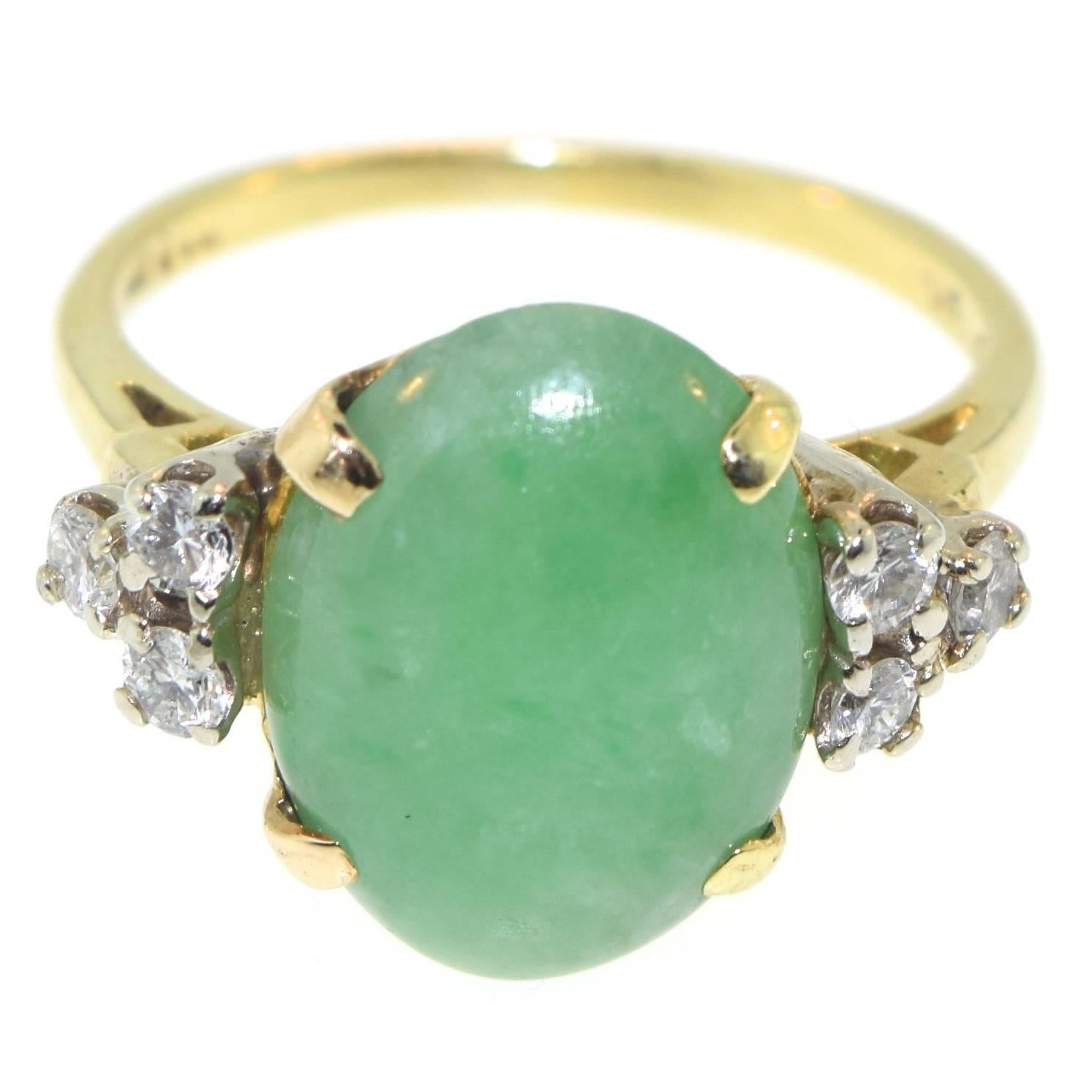 Tiffany & Co. Jade Diamond Gold Ring For Sale