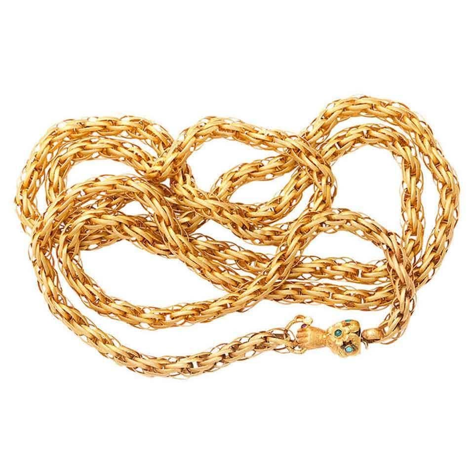 Georgian Twisted and Braided Gold Chain with Hand Clasp