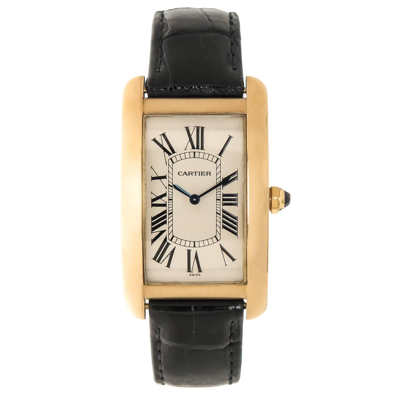 Cartier Yellow Gold Tank Americaine Wristwatch