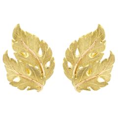 Mario Buccellati Gold Double Oak Leaf Earrings