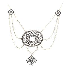 White Topaz Diamond Sterling Silver Multi-Strand Necklace 3