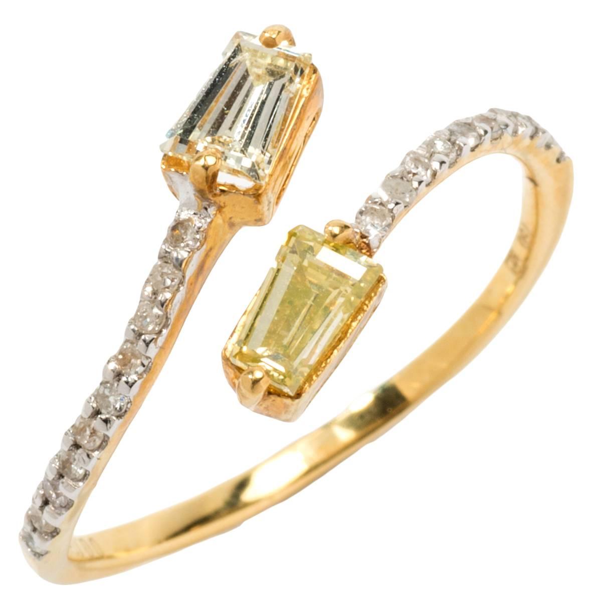 Diamond Gold Bypass Ring For Sale