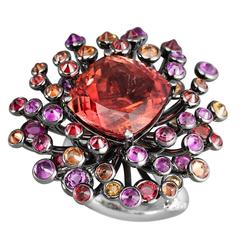 Lorenz Bäumer Tourmaline Sapphire Diamond Gold Chardon Ring 11