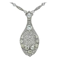 Art Deco 19 Carats Diamonds Platinum Necklace