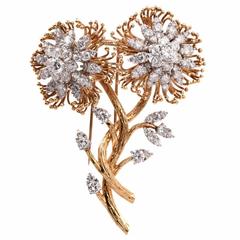 Retro Diamond Gold Flower Brooch Pin 8
