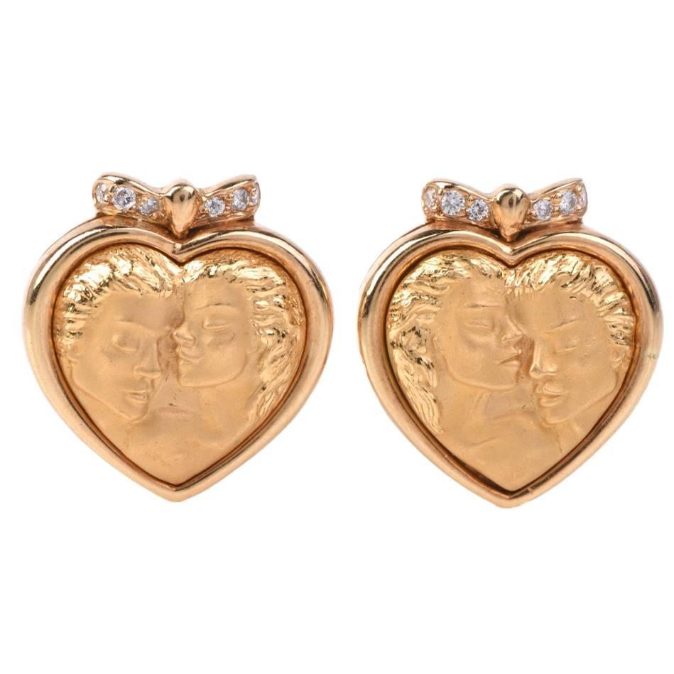 Carrera y Carrera Romeo Juliet Diamond Gold Heart Earrings