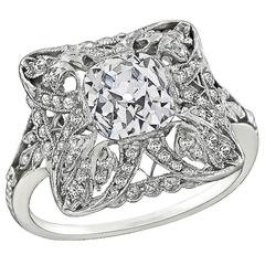 Antique 1.70 Carat GIA Certified Diamond Platinum Engagement Ring 9