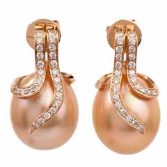 Ara Golden Pearl Diamond Gold Earring 