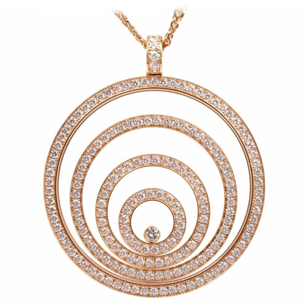Chopard Large Diamond Gold Happy Spirit Necklace For Sale at 1stdibs