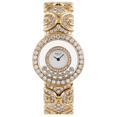 Chopard Ladies Yellow Gold Happy Diamonds Sport Wristwatch