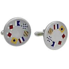 Tiffany & Co. Enamel Sterling Silver Nautical Cuff Links