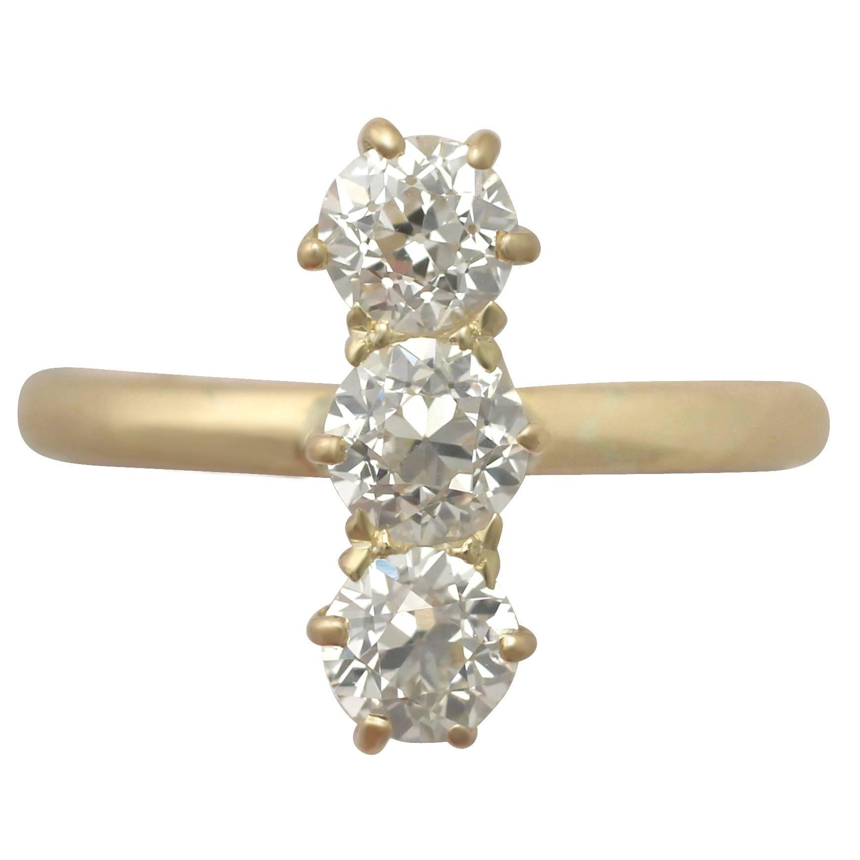 1.26 Carat Diamond and Yellow Gold Trilogy Ring