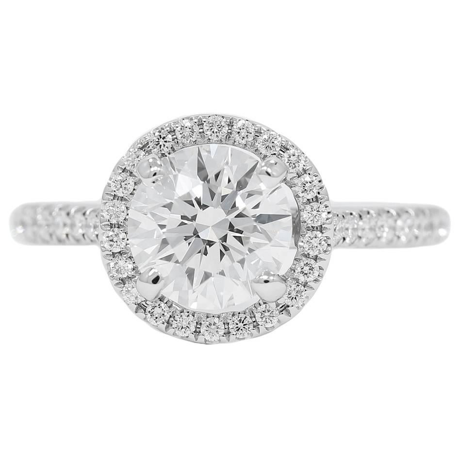 1.36 Carat GIA Cert Diamond Gold Engagement Ring  For Sale