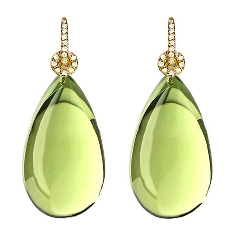 Colleen B. Rosenblat Amber Diamond Gold Earrings For Sale