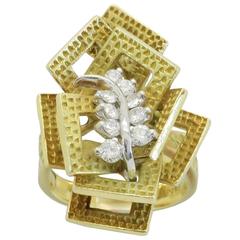 Custom Diamond Gold Leaf Ring