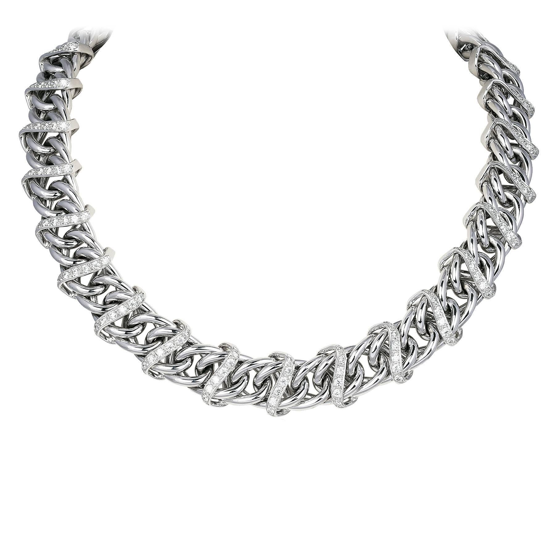 6.04 Carats Diamonds Gold Collar Necklace For Sale
