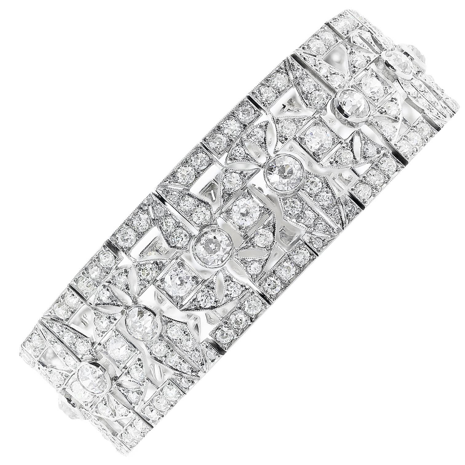 Black Starr & Frost Art Deco Diamond Platinum Flexible Bracelet For Sale