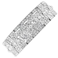 Black Starr & Frost Art Deco Diamond Platinum Flexible Bracelet