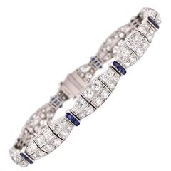 1930s Art Deco Sapphire Diamond Platinum Bracelet