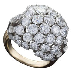 Boucheron Paris 1950s Diamond Gold and Platinum Bombé Ring