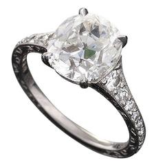 Oval Cushion-Cut 3.02 Carat GIA Cert Diamond Platinum Engagement Ring 7