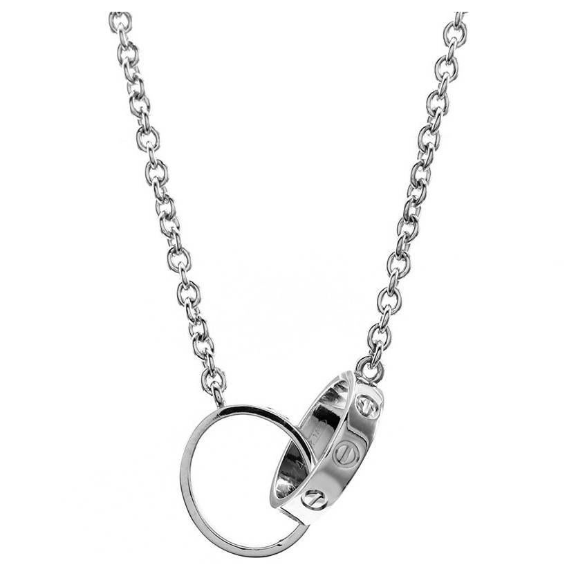 Cartier Love Collection Interlocking Rings Necklace For Sale