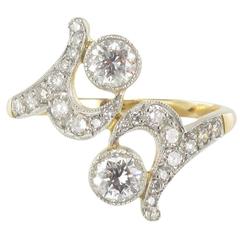French Diamond Gold Platinum Ring 5