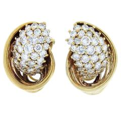  Jose Hess Artistic Diamond Gold Cornucopia Earrings